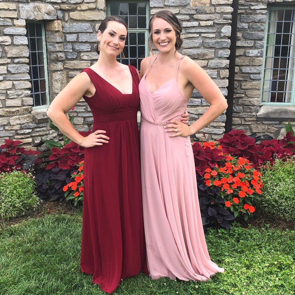 WORN ONCE! Dusty Rose Chiffon dress